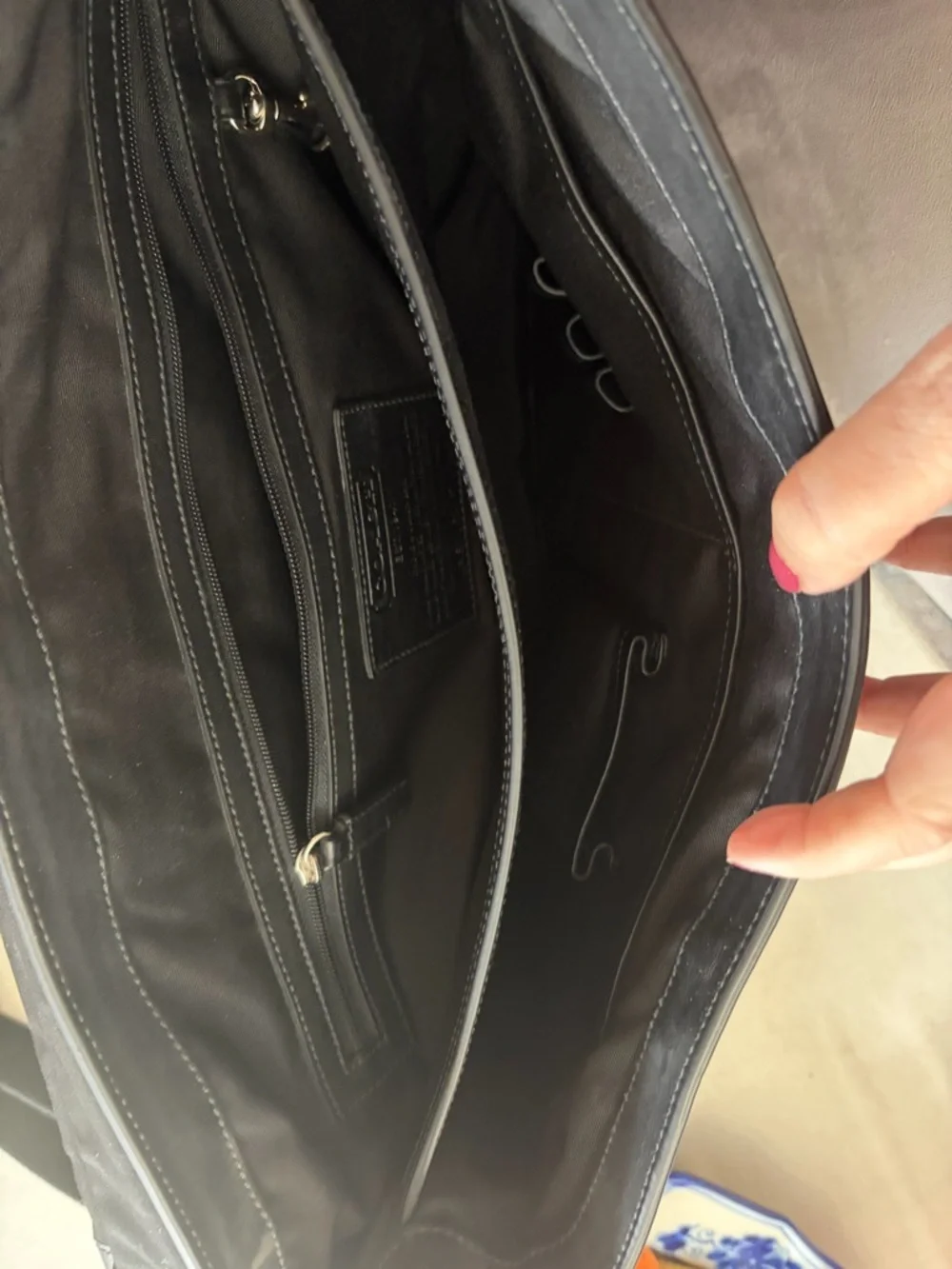 Coach Black Leather Briefcase with Buckle Detail